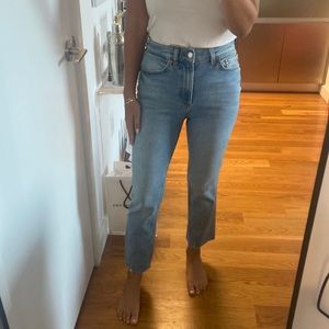 Zara Dreed Cropped Straight Flare Jeans